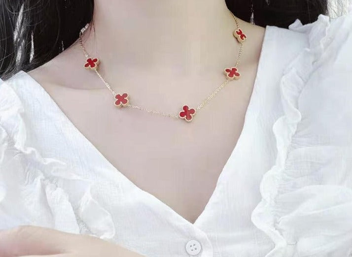 Sienna Fyrklöver Halsband Röd