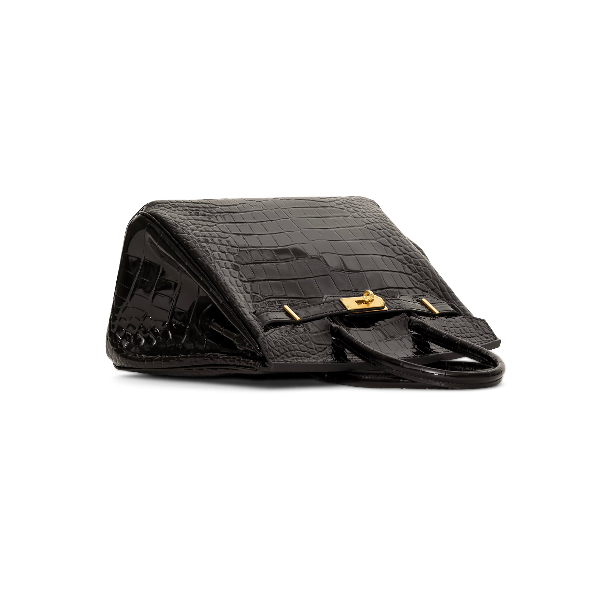 Ginna Croco Läder Handväska 30 - Black