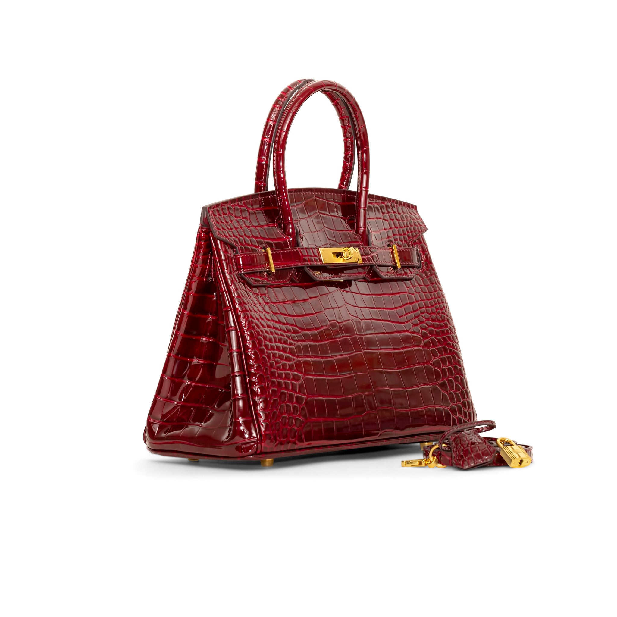 Ginna Croco Läder Handväska 30 - Wine Red