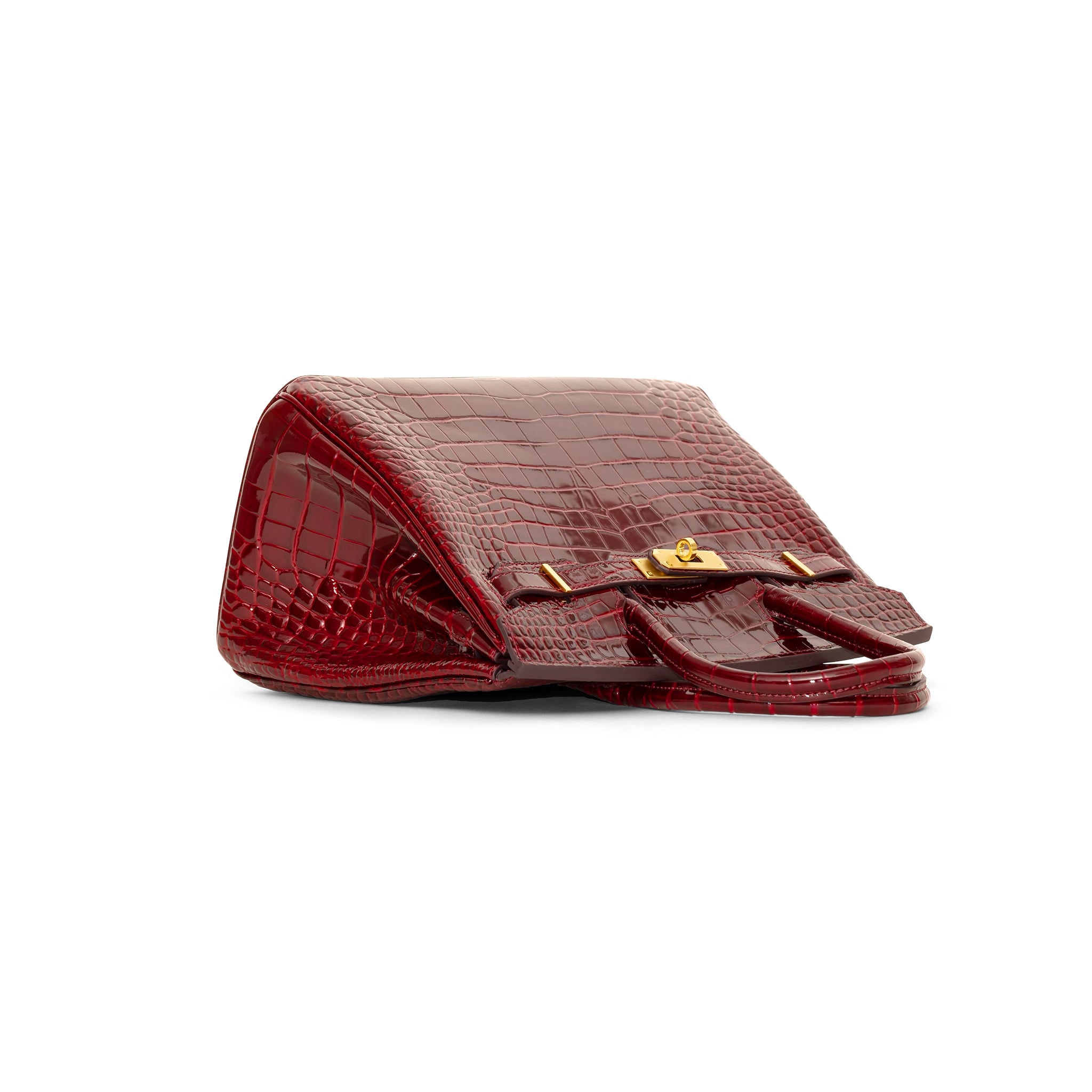 Ginna Croco Läder Handväska 30 - Wine Red