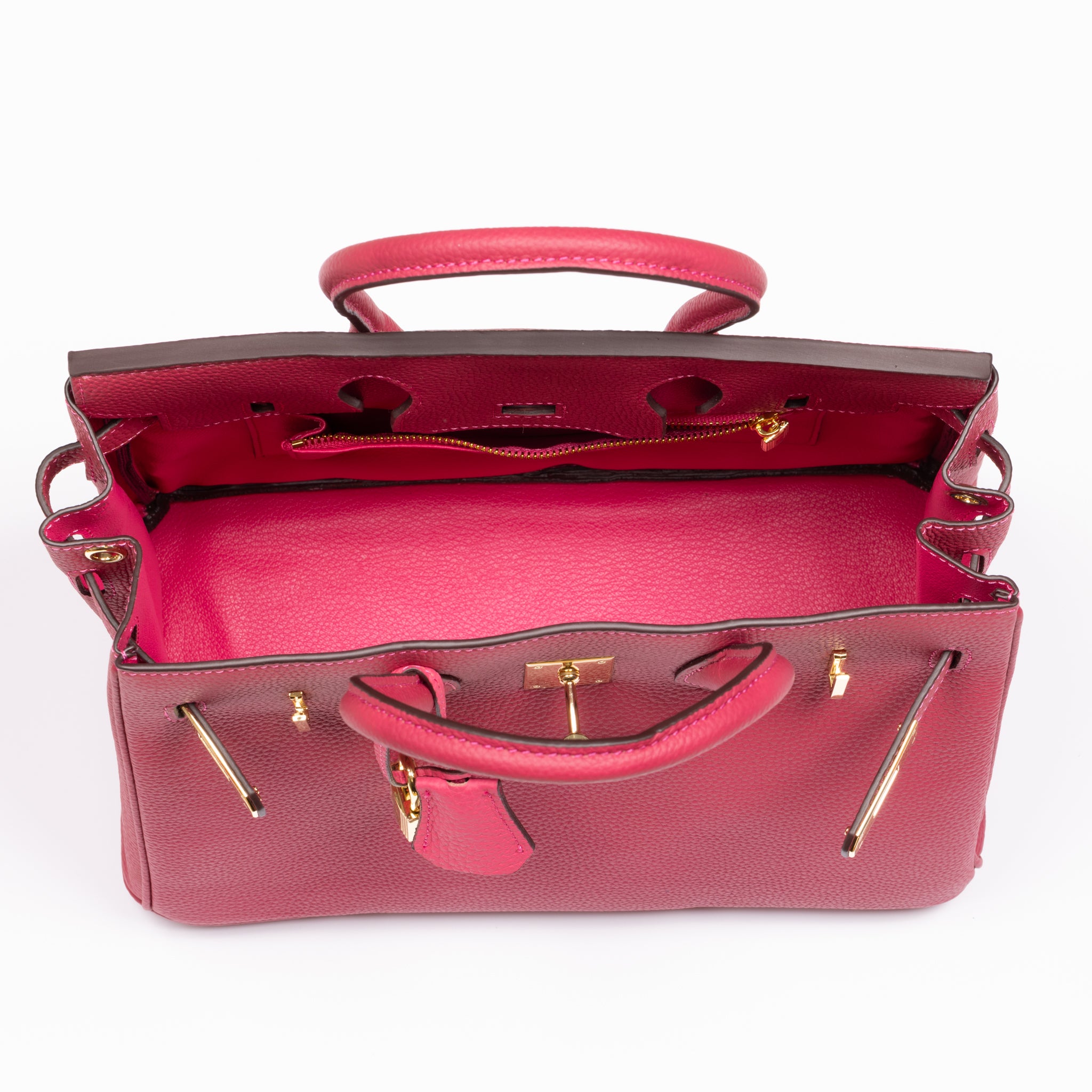 Joelle Läder Handväska 30 - Fuschia