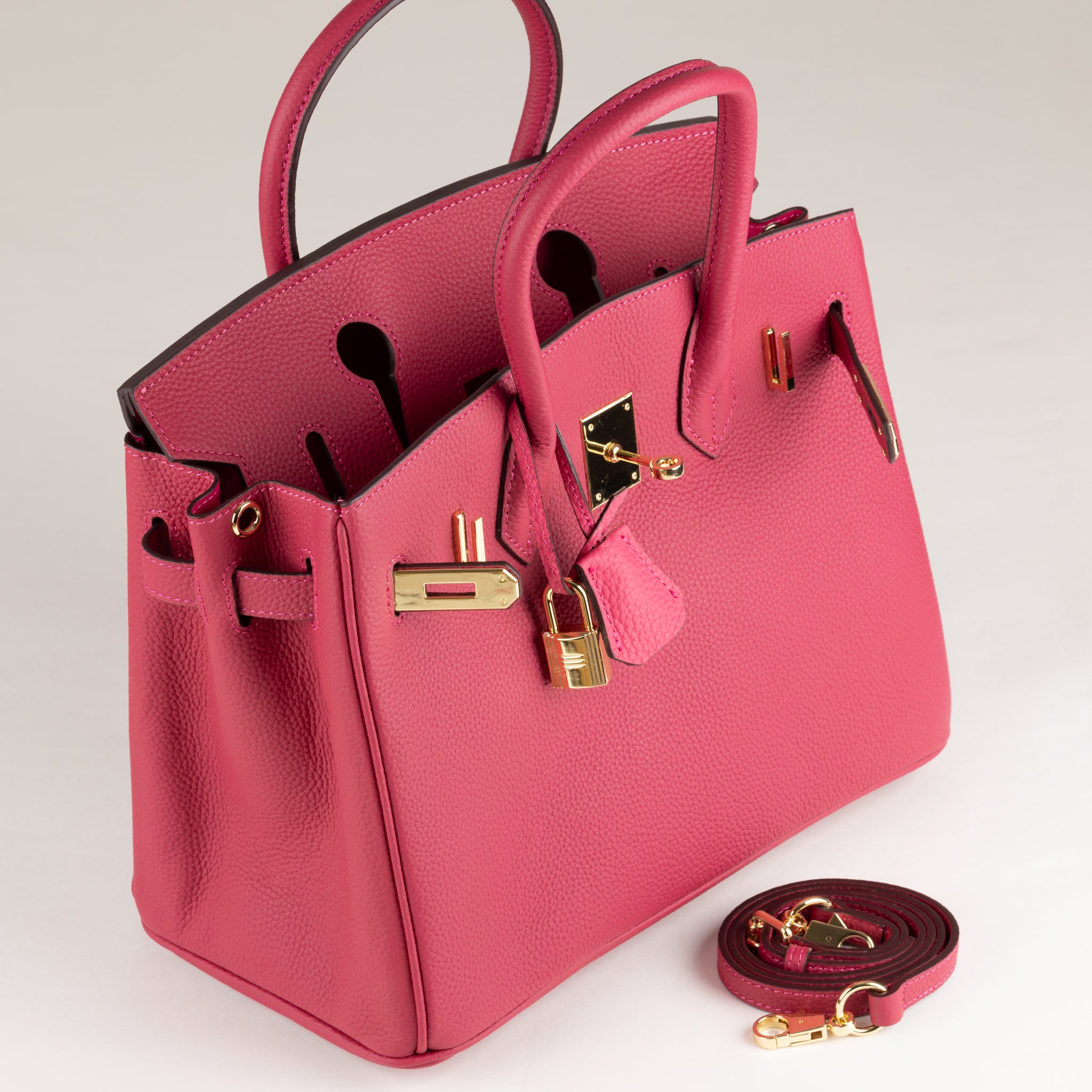 Joelle Läder Handväska 30 - Fuschia