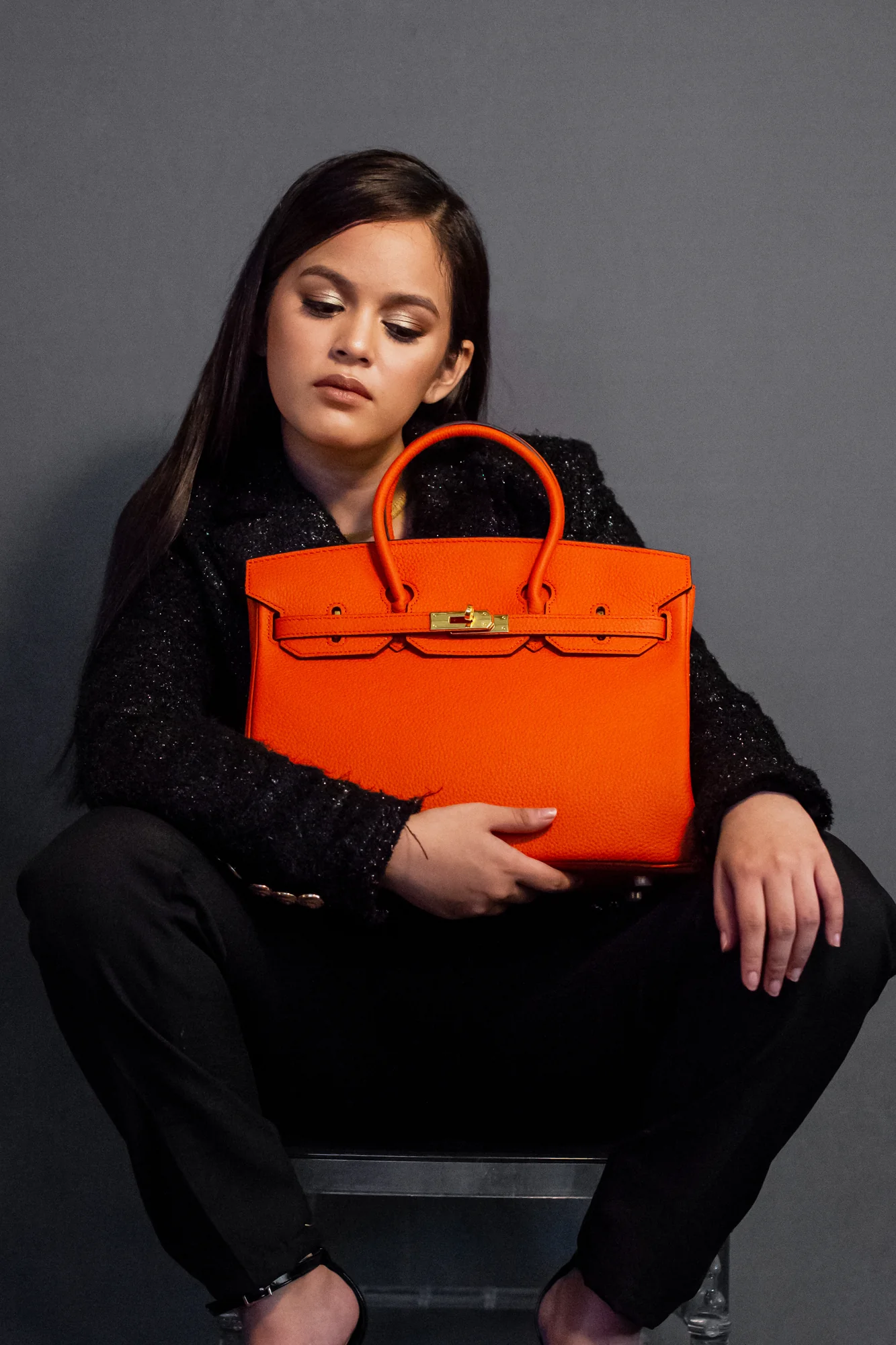 Joelle Läder Handväska 30 - Orange
