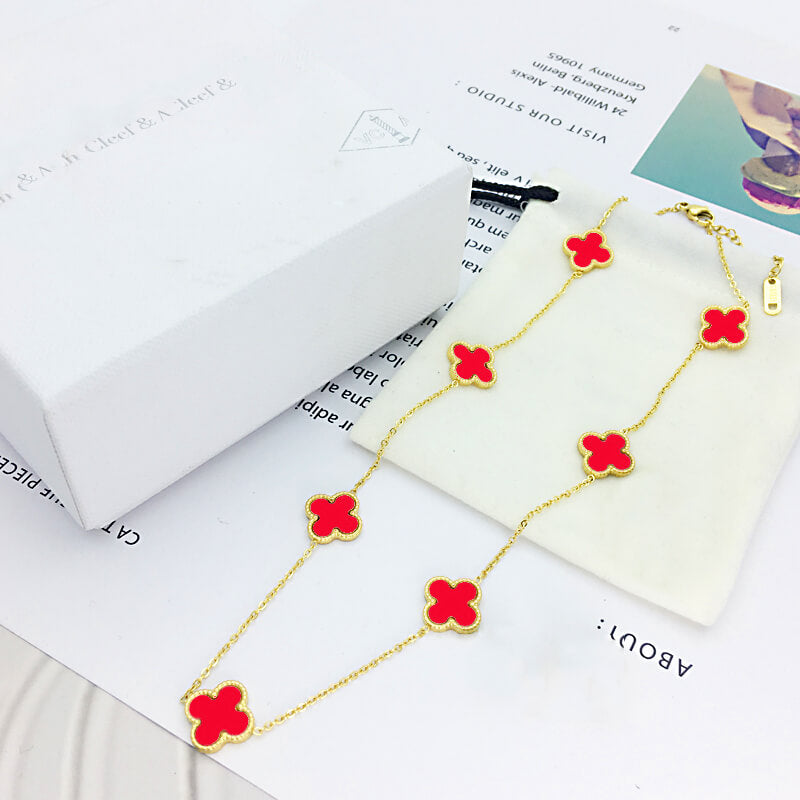 Sienna Fyrklöver Halsband Röd