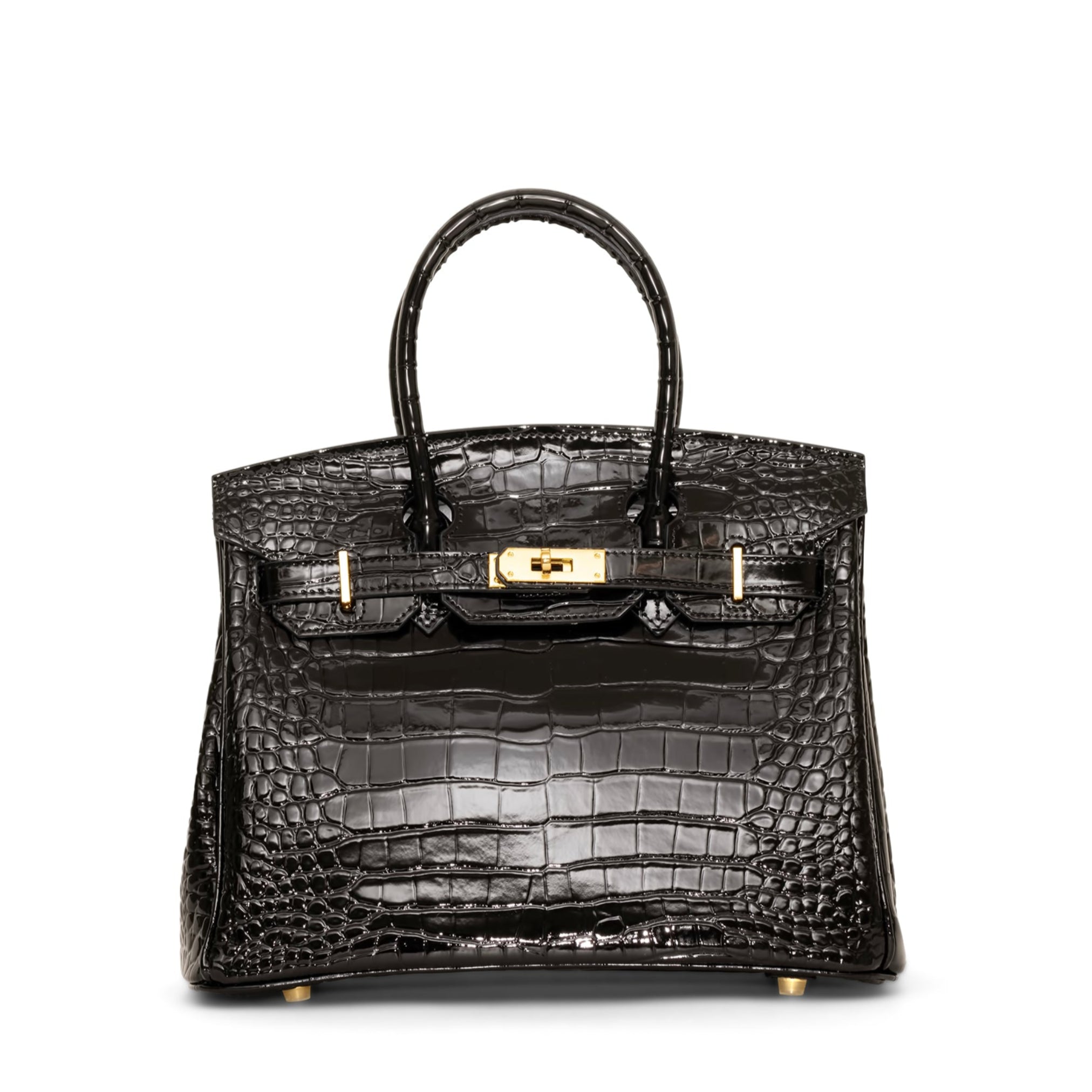Ginna Croco Läder Handväska 30 - Black