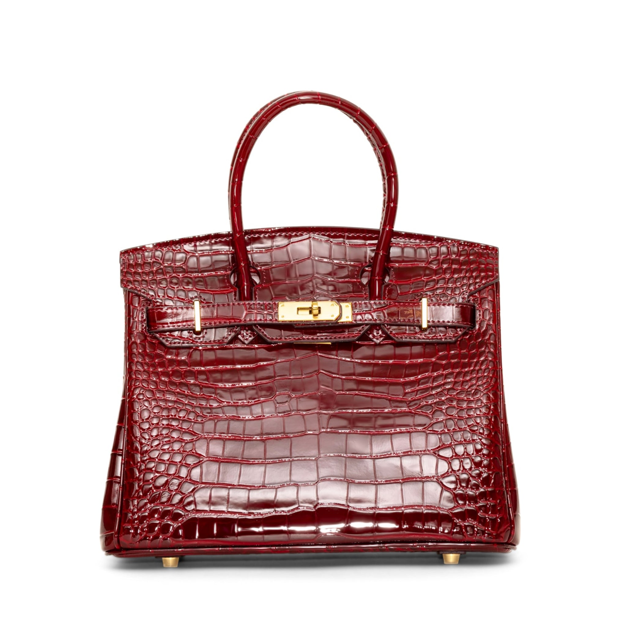 Ginna Croco Läder Handväska 30 - Wine Red