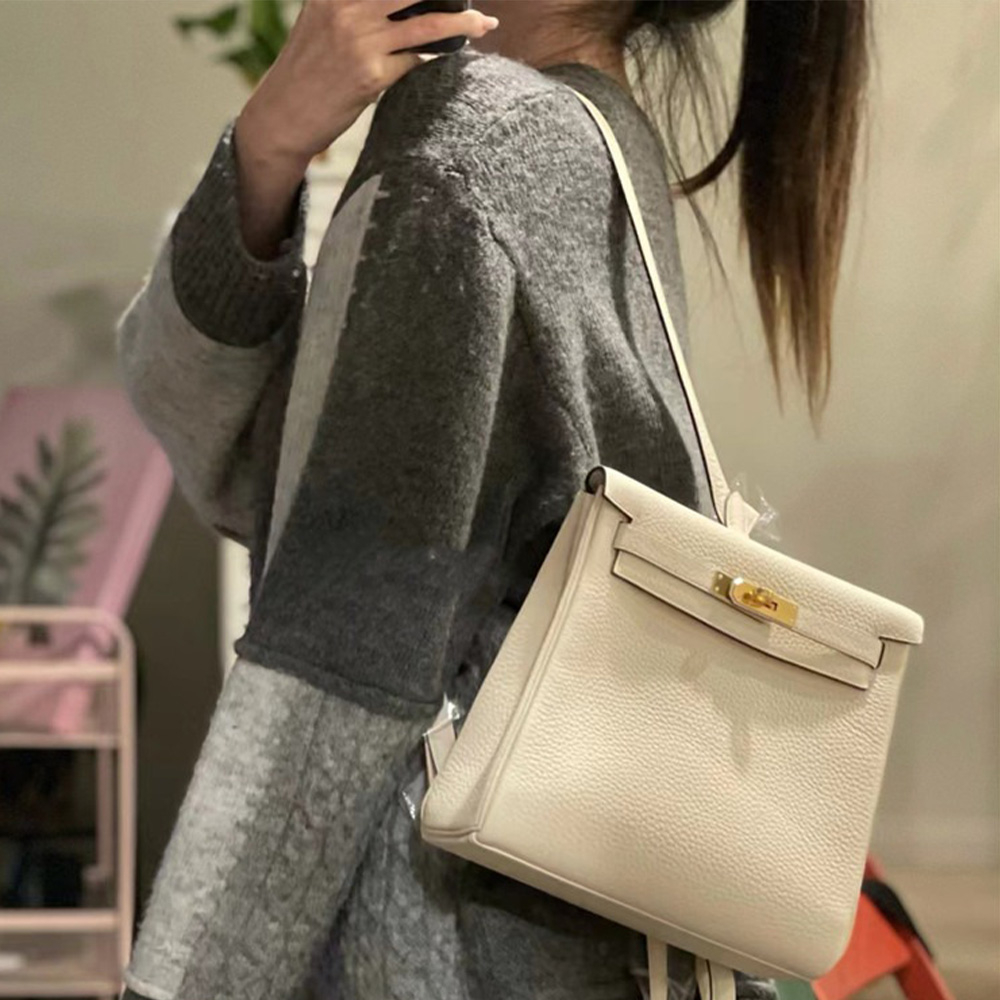 Fernanda läderryggsäck 22 - Crème