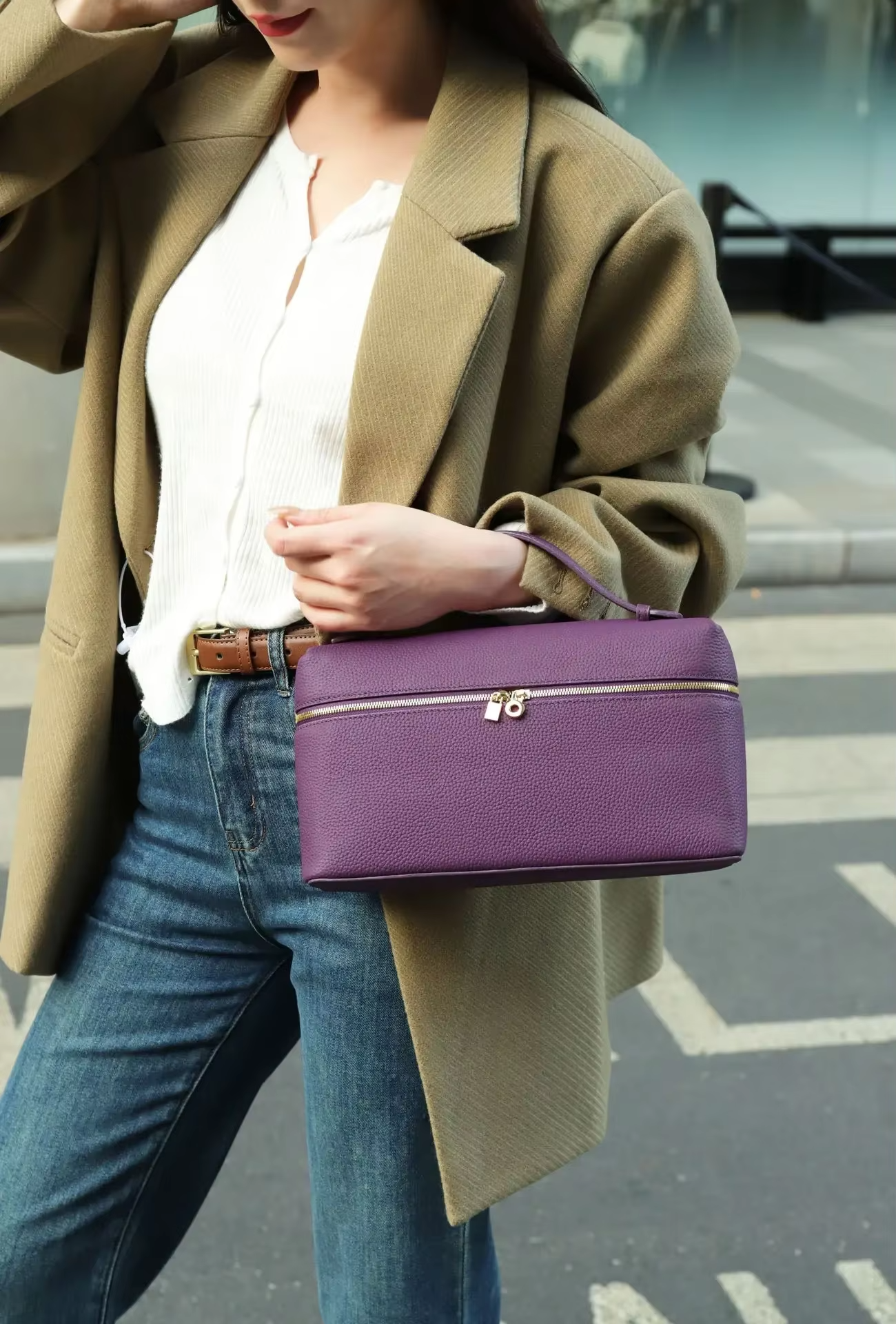 Inès Läder Handväska  27 - Purple