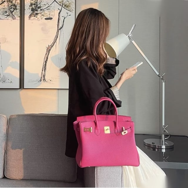 Joelle Läder Handväska 30 - Fuschia