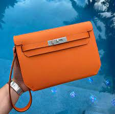 Mella Läder Clutch Väska 25 - Orange